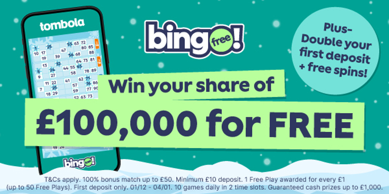 Bingo free - win your share of £100,000 for free