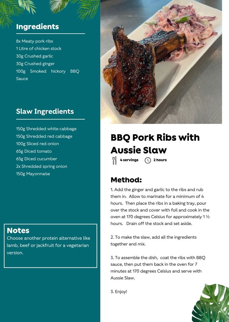 BBQ Pork Ribs with Aussie Slaw