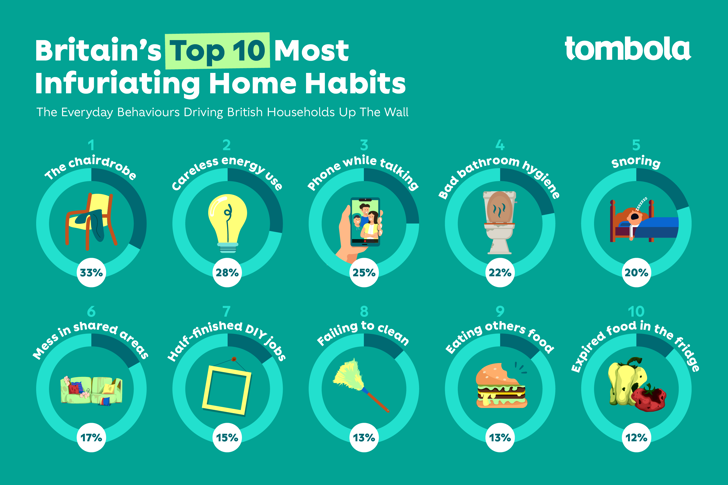 Britain's top 10 most infuriating home habits graphic