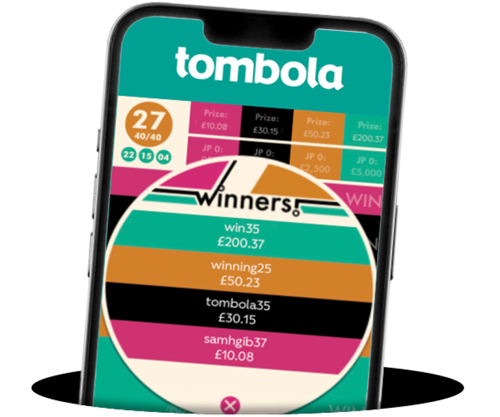 Example of bingo 40 winning page in mobile view