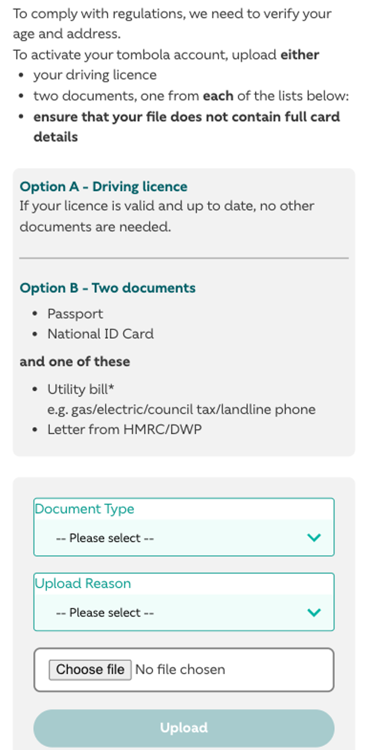 ID upload screen