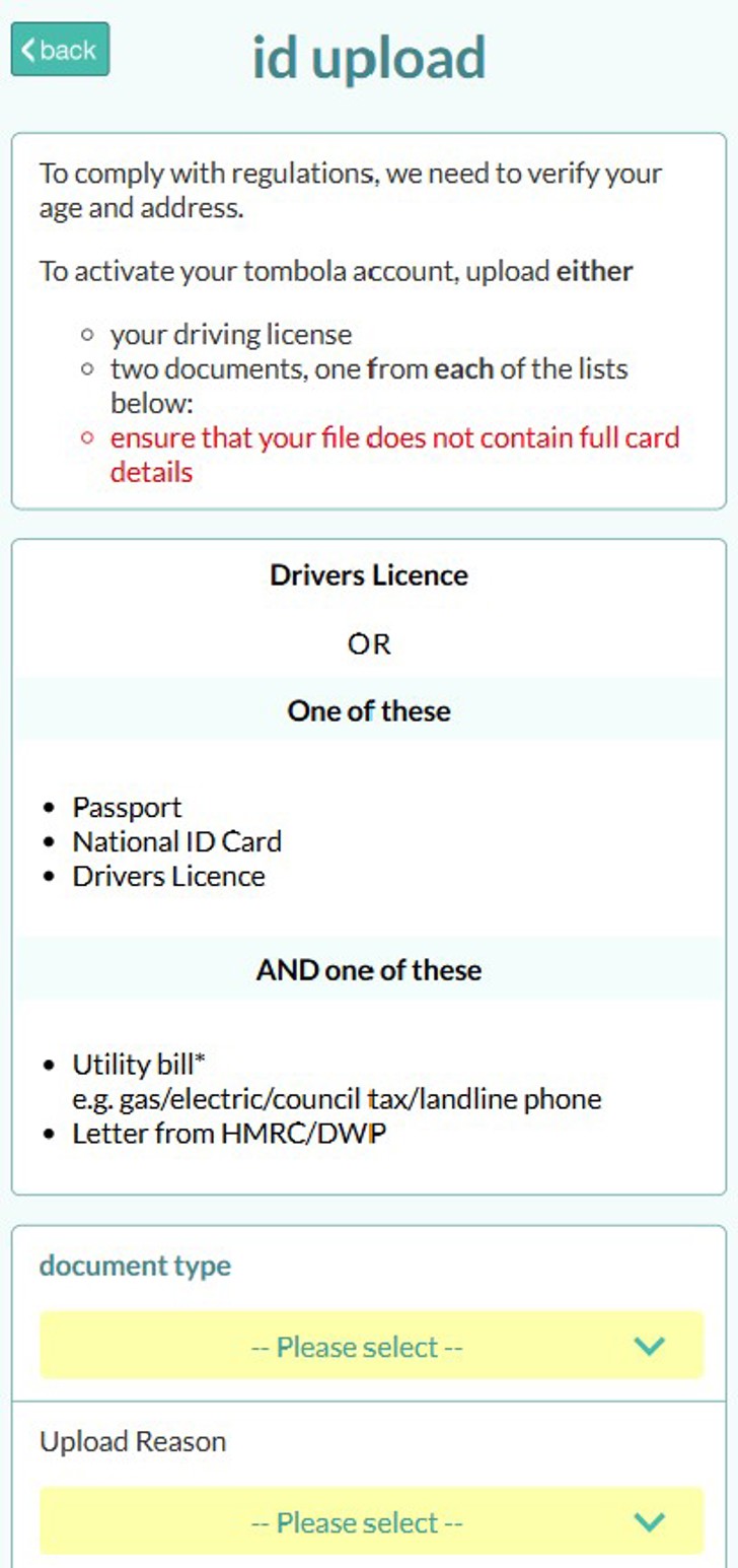ID upload screen
